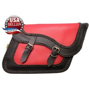 NEW Willie & Max Large Braided Slant Saddlebags Red & Black Braided • NOS